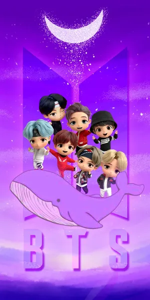 Bts Tinytan Purple Whale Wallpaper