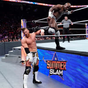 Buddy Murphy Vs. Apollo Crews Wwe Summerslam Wallpaper