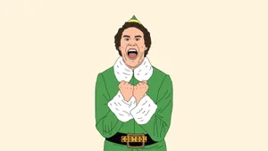 Buddy The Elf Is Proudly Showing Off His Christmas Spirit Wallpaper