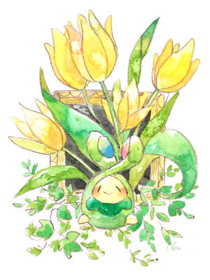 Budew With Yellow Tulips Wallpaper