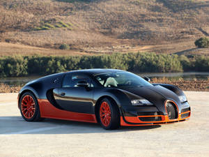 Bugatti Veyron Parked Outdoors Wallpaper