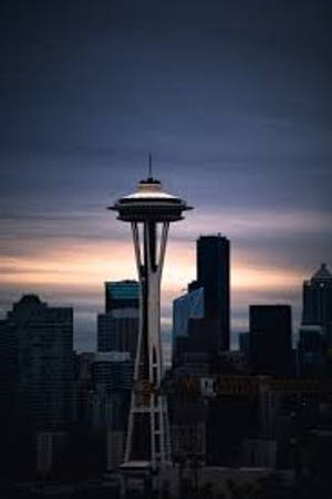 Building Shadows Seattle Skyline Sunset Wallpaper