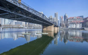 Buildings At Tianjin Water Reflection Wallpaper