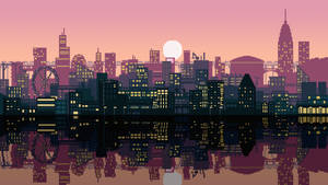 Buildings In An Aesthetic Pixel Art Hd Wallpaper