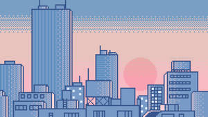 Buildings With Sun Aesthetic Pixel Art Hd Wallpaper