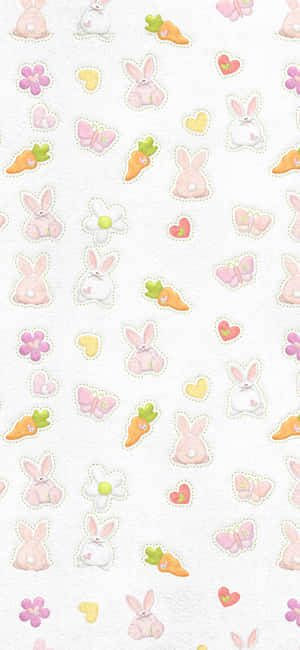 Bunny And Carrots Cute Pattern Iphone Wallpaper