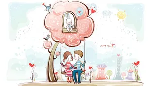 Bunny Girl And Boy Love Drawing Wallpaper