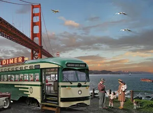 Bus 50s Diner Wallpaper