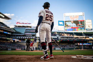 Byron Buxton Standing On Baseball Field Wallpaper