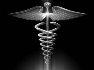 Caduceus Medical Symbol Silver Shiny Wallpaper