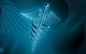 Caduceus Symbol On Blue Background Wallpaper