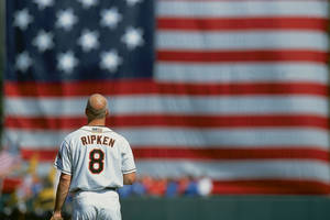 Cal Ripken Jr And U.s. Flag Wallpaper