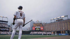 Cal Ripken Jr In Baseball Field Wallpaper