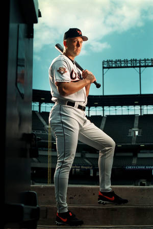 Cal Ripken Jr In Baseball Stadium Wallpaper