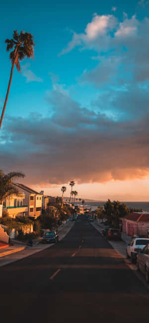 California Road During Sunset Iphone Wallpaper