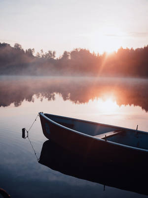 Calm Lake Boat Wallpaper