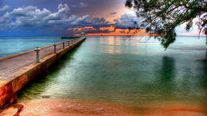 Calming Beach Bridge Wallpaper