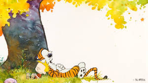 Calvin And Hobbes Take A Nap Together Wallpaper