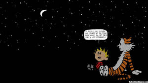 Calvin And Hobbes Under A Starry Night Wallpaper