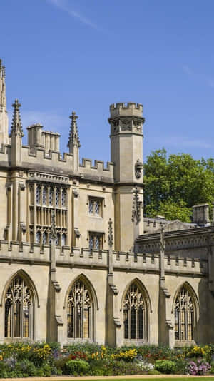 Cambridge University Building In Blue Sky Wallpaper