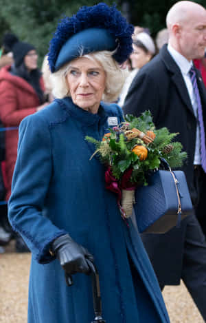 Camilla Blue Dress Bouquet Wallpaper