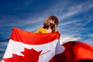 Canadian Happy Woman Flag Wallpaper