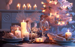 Candlelit Dinner Elegance Wallpaper