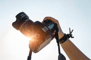 Canon Black Dslr Camera In High Definition Wallpaper