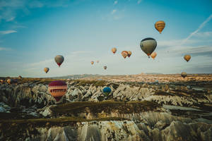 Cappadocia Cliffs Balloons Wallpaper