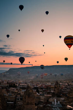 Cappadocia Sunset Wide Shot Wallpaper