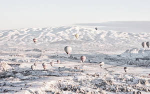 Cappadocia Winter Balloons Wallpaper