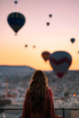 Cappadocia Woman Red Clothing. Wallpaper