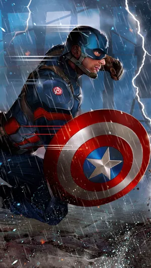 Captain America Bravely Stands His Ground Wallpaper