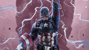 Captain America Desktop Broken Shield Lightning Pink Wallpaper
