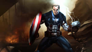 Captain America Desktop Holding Mjolnir Wallpaper