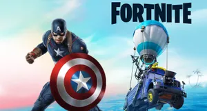 Captain America In Battle Royale Action On Laptop Wallpaper