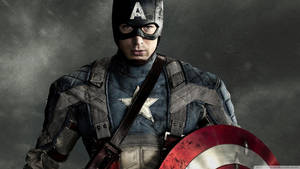 Captain America Triumphant On Dark Clouds Wallpaper