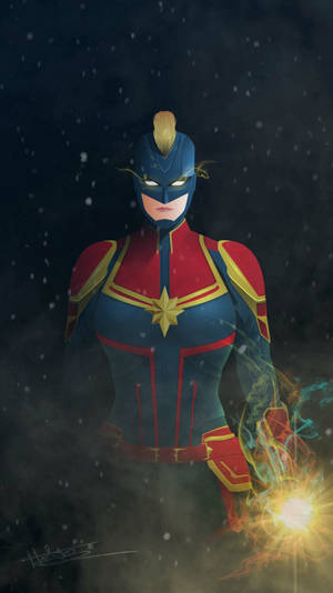 Captain Marvel In The Snow Wallpaper