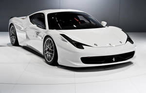 Caption: A Majestic White Ferrari In Full Glory Wallpaper