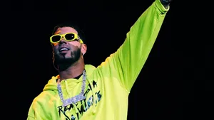 Caption: Anuel Aa Rocking The Stage On His Concert Tour Wallpaper