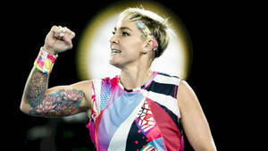 Caption: Bethanie Mattek-sands Showcasing Her Impressive Sleeve Tattoo Wallpaper