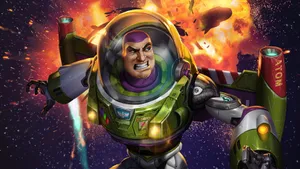 Caption: Buzz Lightyear Ready For Galactic Adventure Wallpaper