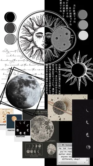 Caption: Celestial Harmony - The Sun And Moon Aesthetic Wallpaper