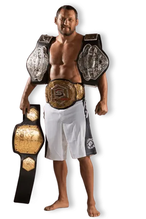 Caption: Champion Dan Henderson Flaunting His Championship Belts Wallpaper