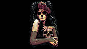 Caption: Charming Chola Sugar Skull - A Fusion Of Culture And Art Wallpaper