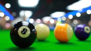 Caption: Competitive Snooker Play - Detailed Shot Of Balls Positioned On Green Table Wallpaper
