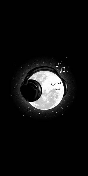 Caption: Enchanting Moon Phone With Cute Headphones Wallpaper