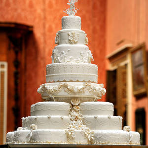 Caption: Exquisite Multi-layered Piece Montée Wedding Cake Wallpaper