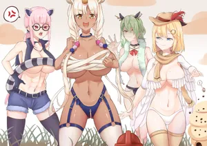 Caption: Hololive Members Striking A Confident Pose Wallpaper