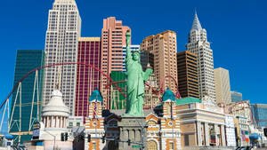 Caption: Iconic View Of The New York-new York Hotel In Las Vegas Wallpaper